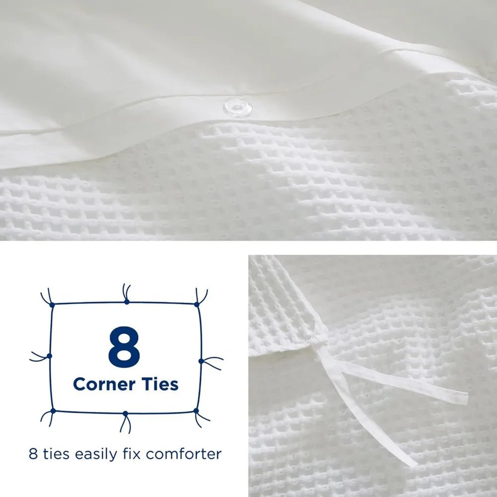 100% Egyptian Cotton Duvet Cover Set King Size, Waffle Weave Duvet Cover, 600 TC Soft Breathable Luxury Textured Bedding Set for - Blu Lotus Boutique