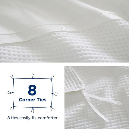 100% Egyptian Cotton Duvet Cover Set King Size, Waffle Weave Duvet Cover, 600 TC Soft Breathable Luxury Textured Bedding Set for - Blu Lotus Boutique