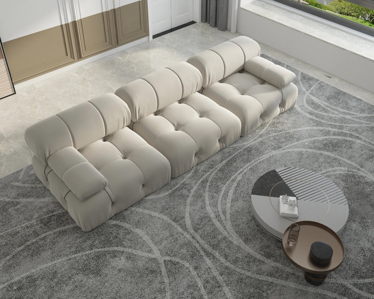 104" Minimalist Modular Sectional Sofas Modern Velvet Convertible Couches 3 Seats Living Room Sofa Sets for Office Apartment - Blu Lotus Boutique