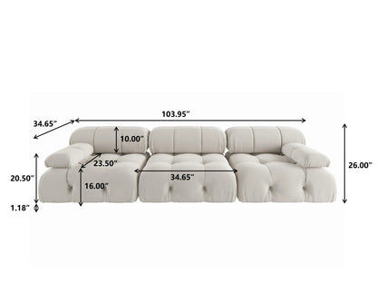 104" Minimalist Modular Sectional Sofas Modern Velvet Convertible Couches 3 Seats Living Room Sofa Sets for Office Apartment - Blu Lotus Boutique
