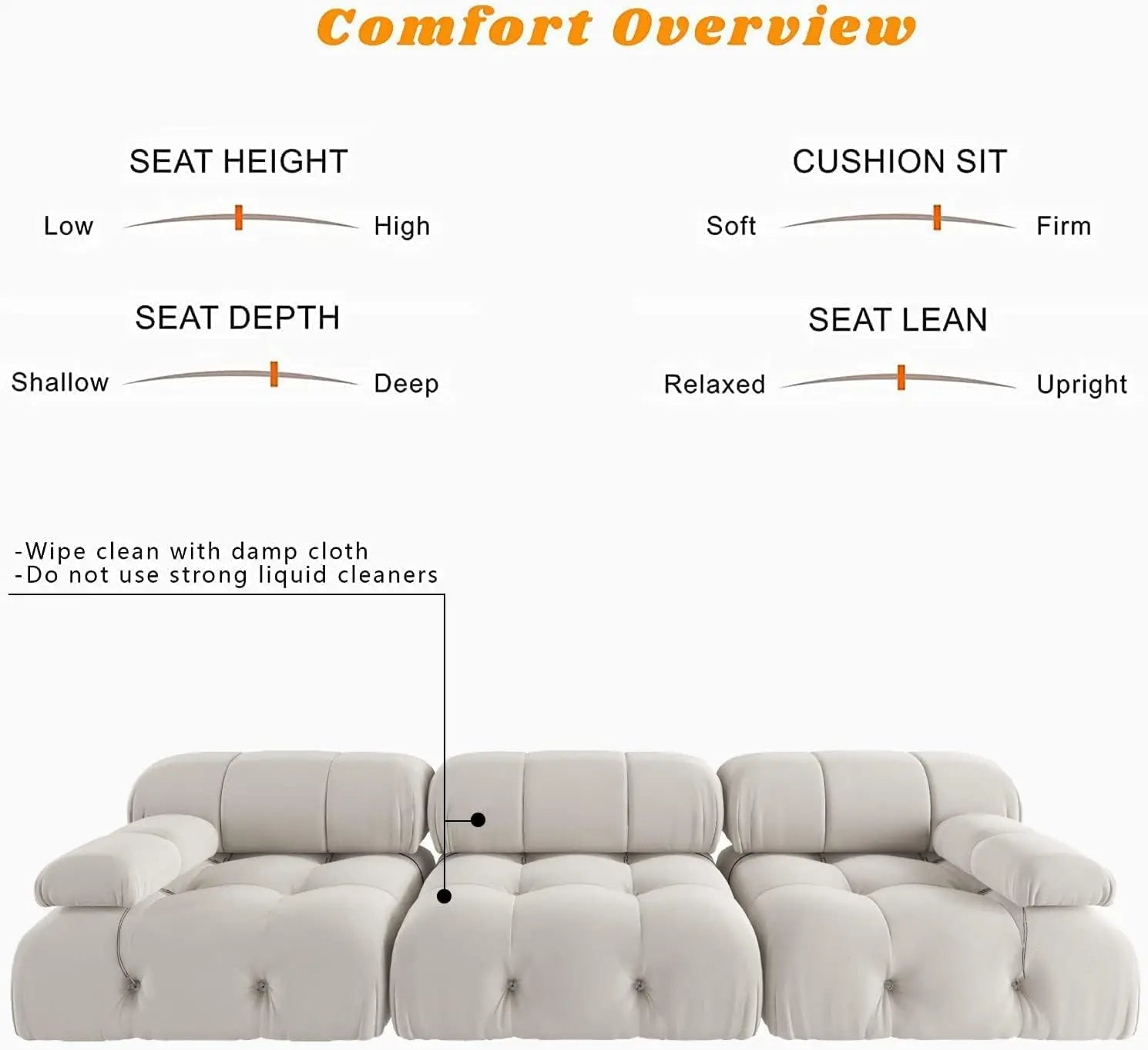 104" Minimalist Modular Sectional Sofas Modern Velvet Convertible Couches 3 Seats Living Room Sofa Sets for Office Apartment - Blu Lotus Boutique