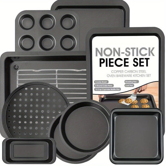 10pc Commercial Grade Baking Pan Set Kitchen Essentials Black - Blu Lotus Boutique