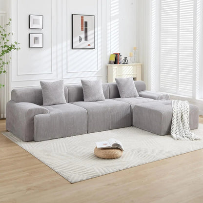 118" Boneless Couches for Living Room, Modular Cloud Sectional Couch with L - Shape Chaise, Modern Upholstered Sofa with Deep Seat - Blu Lotus Boutique