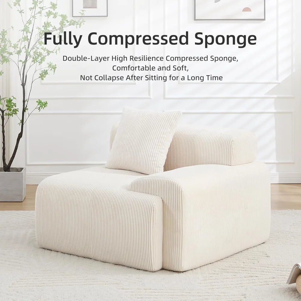 118" Boneless Couches for Living Room, Modular Cloud Sectional Couch with L - Shape Chaise, Modern Upholstered Sofa with Deep Seat - Blu Lotus Boutique