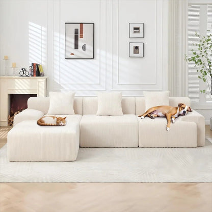 118" Boneless Couches for Living Room, Modular Cloud Sectional Couch with L - Shape Chaise, Modern Upholstered Sofa with Deep Seat - Blu Lotus Boutique
