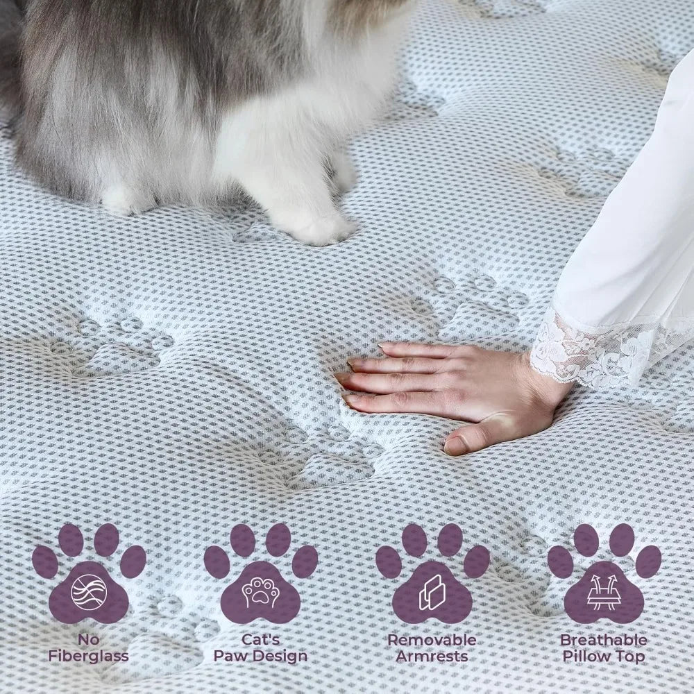 12 inch Hybrid Mattress in a Box Pillow Top with Gel Memory Foam and Pocketed Coils for Lumbar Support Spinal Pressure Relief - Blu Lotus Boutique
