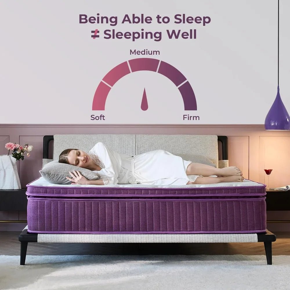 12 inch Hybrid Mattress in a Box Pillow Top with Gel Memory Foam and Pocketed Coils for Lumbar Support Spinal Pressure Relief - Blu Lotus Boutique