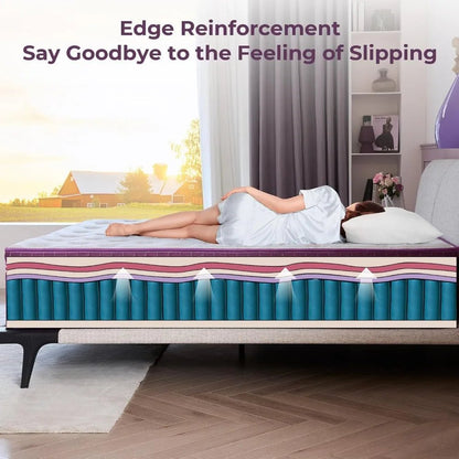 12 inch Hybrid Mattress in a Box Pillow Top with Gel Memory Foam and Pocketed Coils for Lumbar Support Spinal Pressure Relief - Blu Lotus Boutique