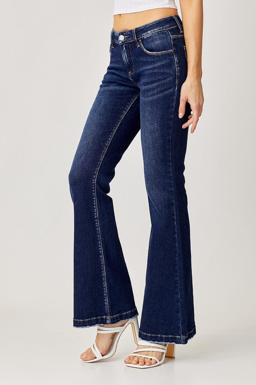 RISEN Full Size Low Rise Flare Jeans - Blu Lotus Boutique