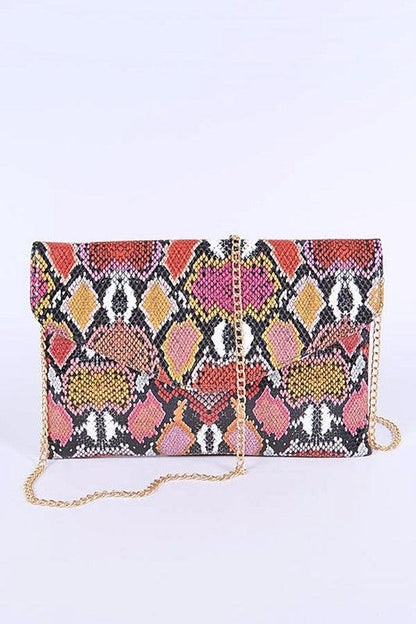 Multi Color Python Printed Convertible Envelope - Blu Lotus Boutique