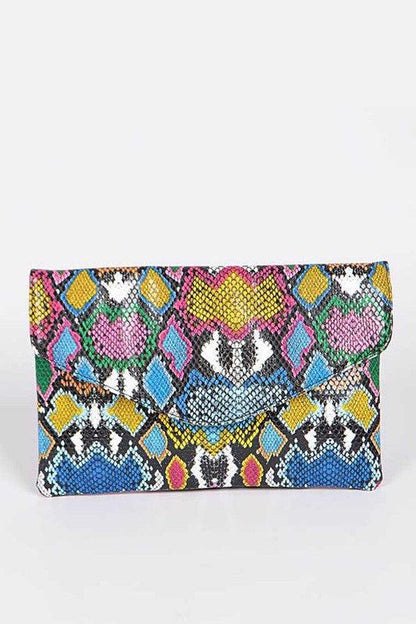 Multi Color Python Printed Convertible Envelope - Blu Lotus Boutique