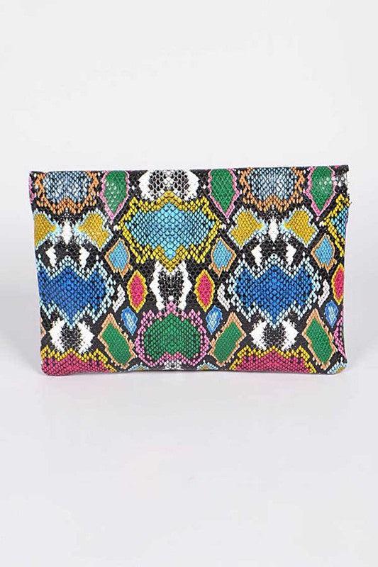 Multi Color Python Printed Convertible Envelope - Blu Lotus Boutique