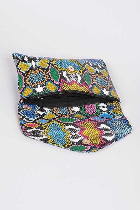 Multi Color Python Printed Convertible Envelope - Blu Lotus Boutique