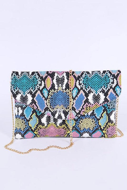 Multi Color Python Printed Convertible Envelope - Blu Lotus Boutique