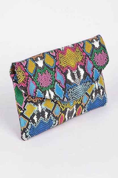 Multi Color Python Printed Convertible Envelope - Blu Lotus Boutique