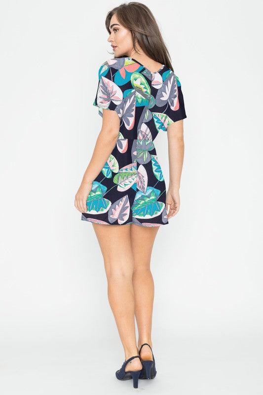 Plus Tropical Kimono Sleeve Romper - Blu Lotus Boutique