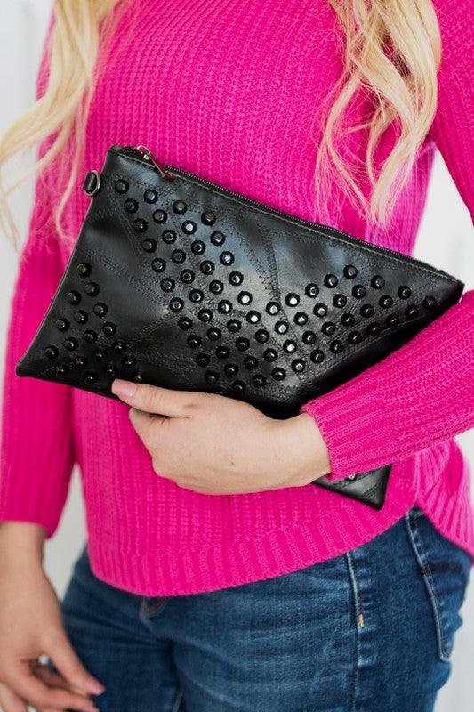 Skya Studded Hand Clutch Bag Handbag - Blu Lotus Boutique