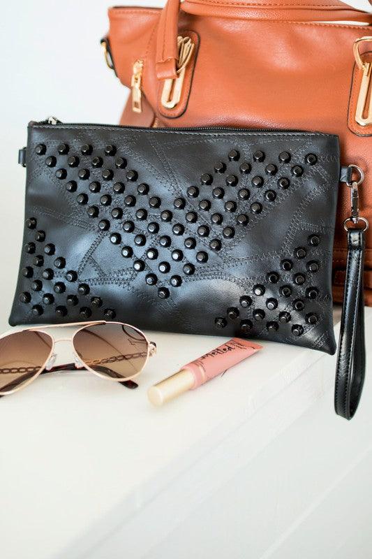 Skya Studded Hand Clutch Bag Handbag - Blu Lotus Boutique