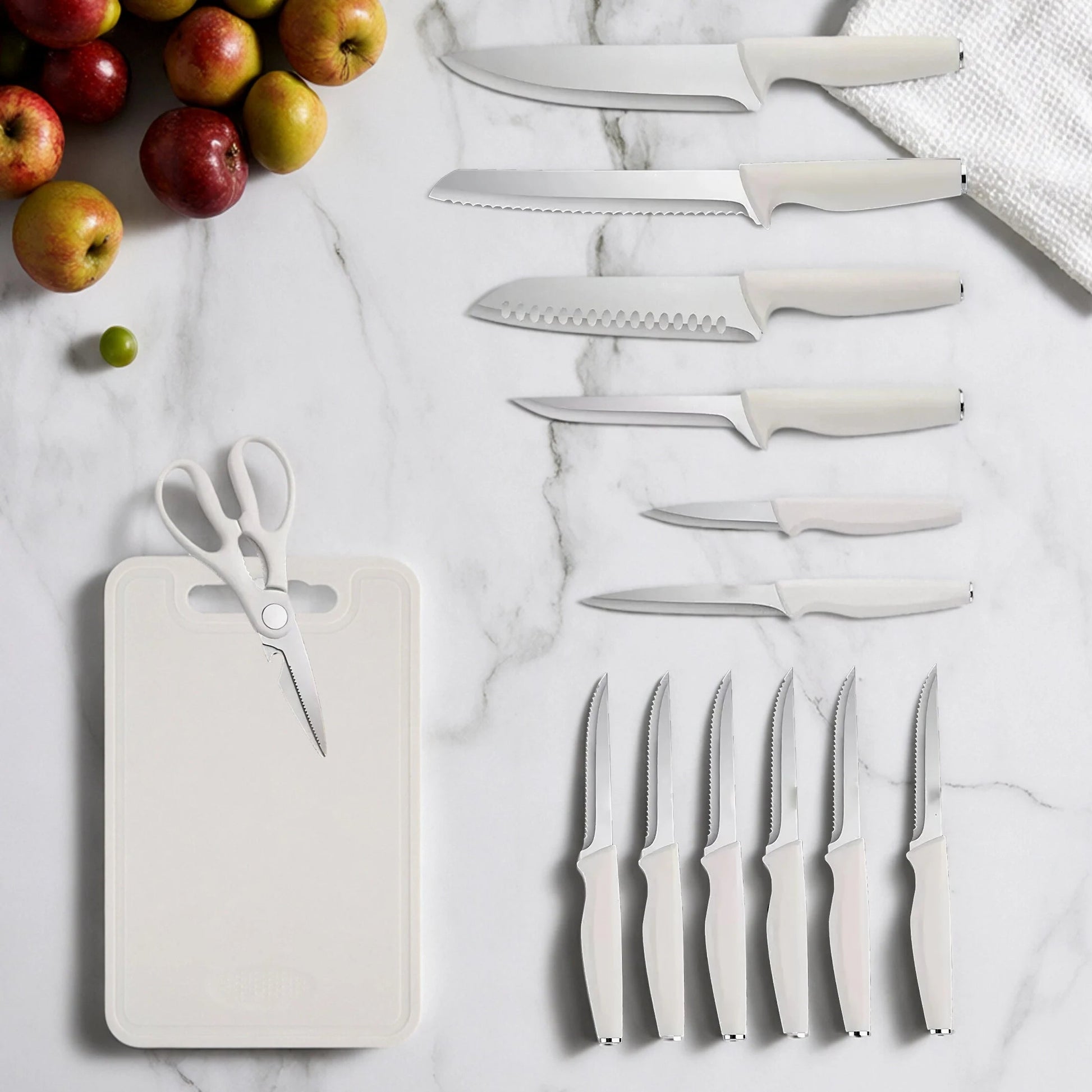 15 - piece kitchen stainless steel knife set with knife holder, space - saving storage, full handling of ingredients - Blu Lotus Boutique