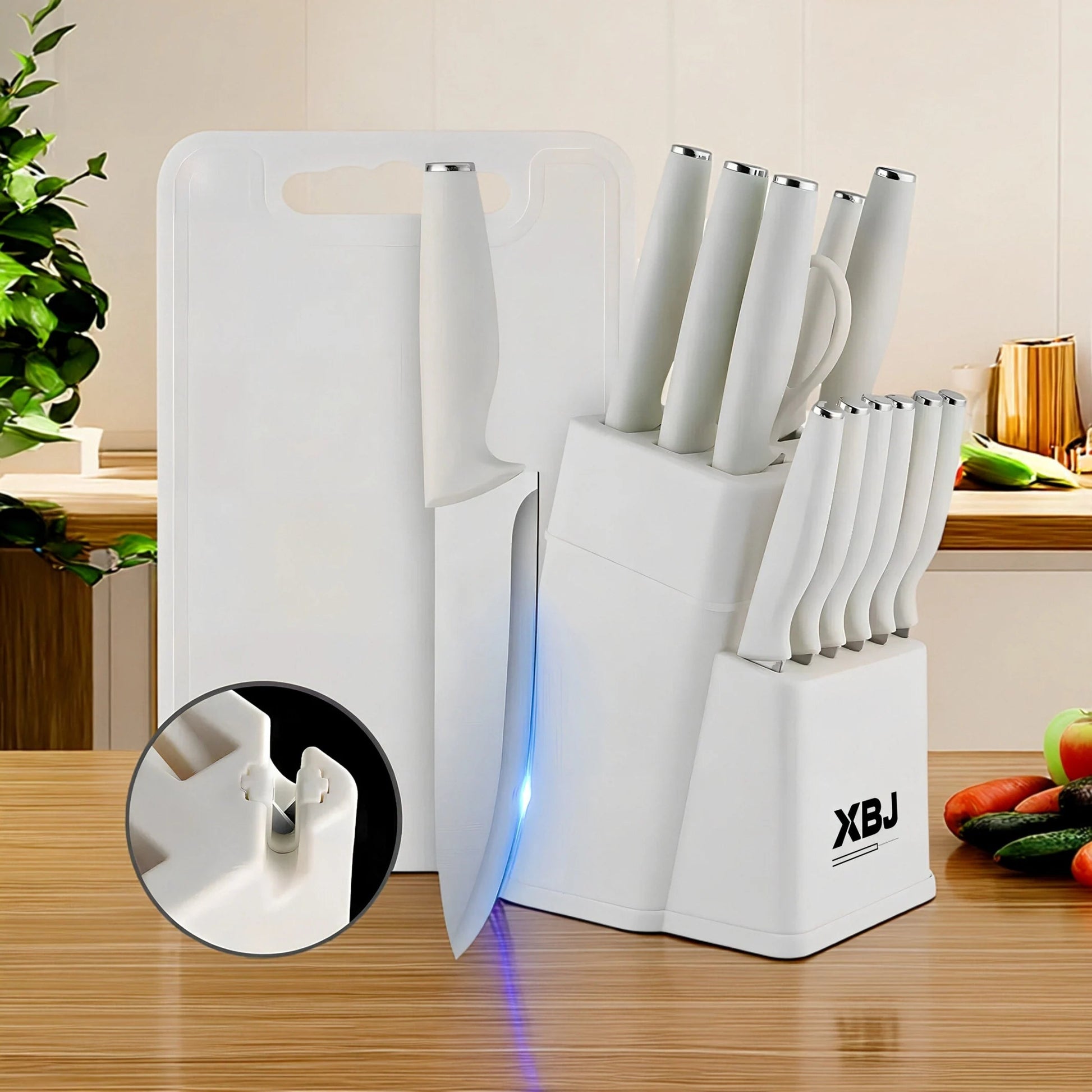 15 - piece kitchen stainless steel knife set with knife holder, space - saving storage, full handling of ingredients - Blu Lotus Boutique