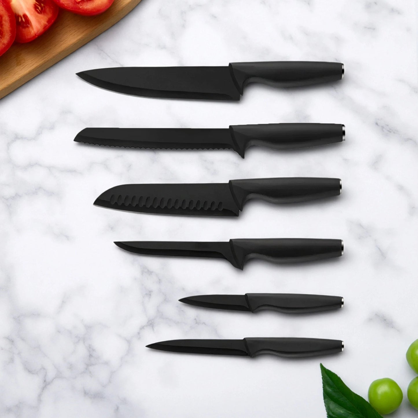 15 - piece kitchen stainless steel knife set with knife holder, space - saving storage, full handling of ingredients - Blu Lotus Boutique