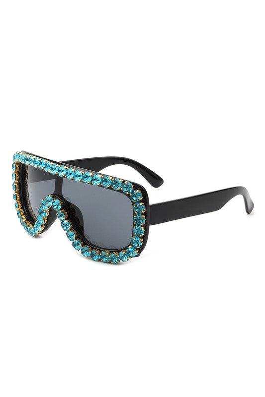 Women Oversize Rhinestone Aviator Sunglasses - Blu Lotus Boutique