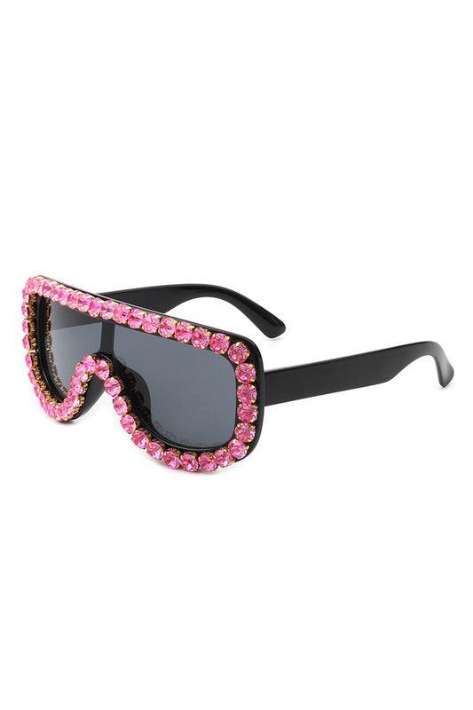 Women Oversize Rhinestone Aviator Sunglasses - Blu Lotus Boutique