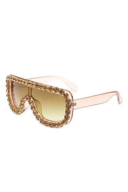 Women Oversize Rhinestone Aviator Sunglasses - Blu Lotus Boutique