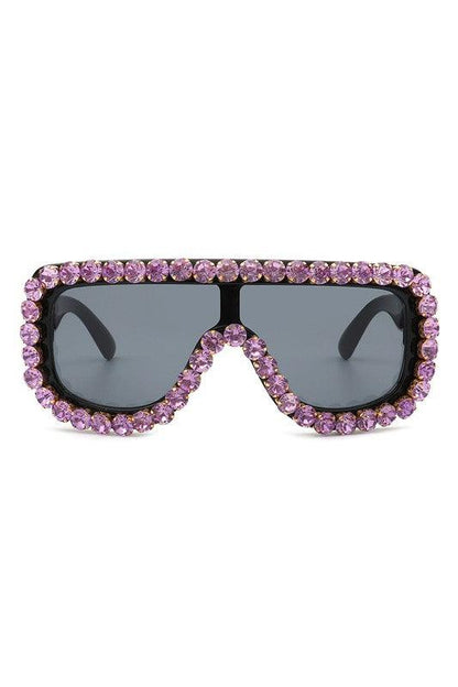 Women Oversize Rhinestone Aviator Sunglasses - Blu Lotus Boutique