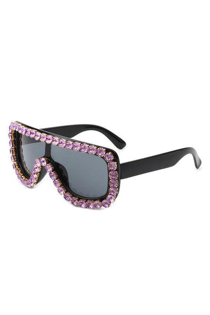 Women Oversize Rhinestone Aviator Sunglasses - Blu Lotus Boutique