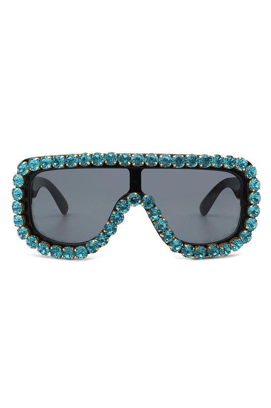 Women Oversize Rhinestone Aviator Sunglasses - Blu Lotus Boutique