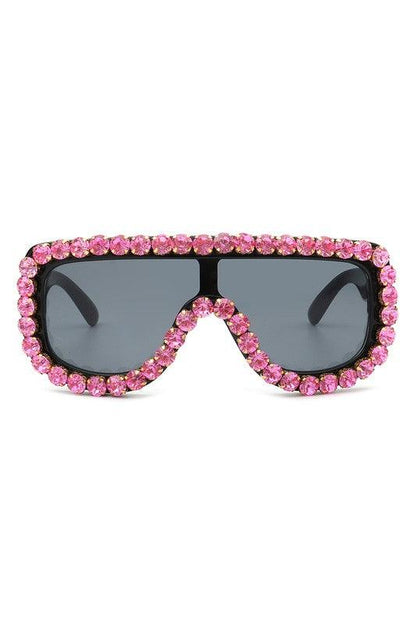 Women Oversize Rhinestone Aviator Sunglasses - Blu Lotus Boutique