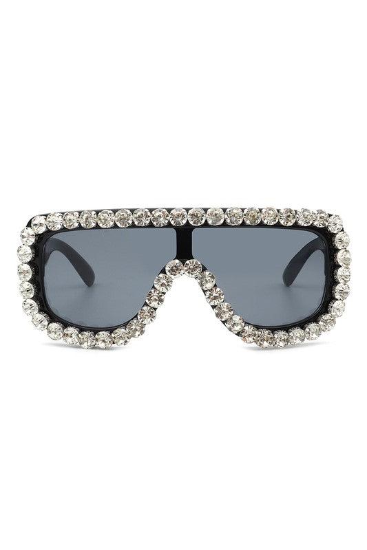 Women Oversize Rhinestone Aviator Sunglasses - Blu Lotus Boutique