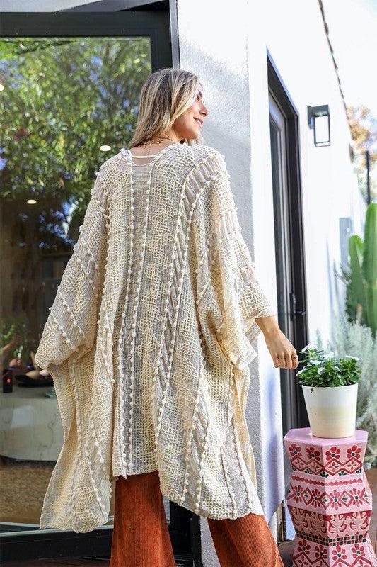 Embroidered Zig Zag Soft Kimono - Blu Lotus Boutique