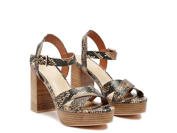 RAG&CO CHYPRE HIGH HEELED BLOCK SANDAL IN TAN - Blu Lotus Boutique