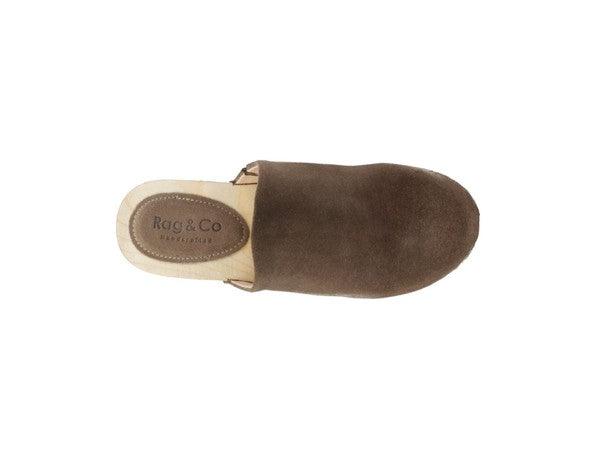 RAG & CO DARCIE TAUPE SUEDE CLOGS - Blu Lotus Boutique