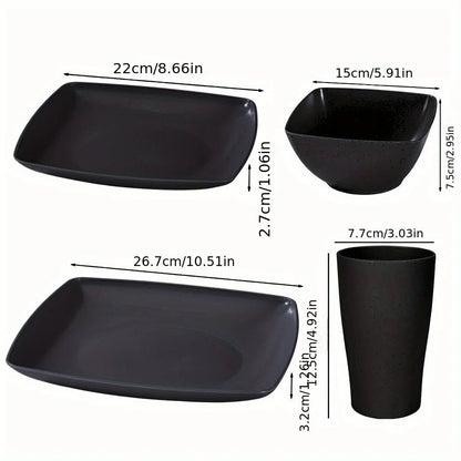 16/32Pcs Plastic Dinnerware Set - DurableDishwasher Safe Microwave Safe Stackable Includes Dinner Plates Salad Plates Snack Bowls - Blu Lotus Boutique