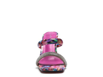 KRYPTON Clear Block Heeled Marble Print Slides - Blu Lotus Boutique