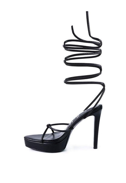 BONDAGE HIGH HEEL LACE UP SANDALS - Blu Lotus Boutique