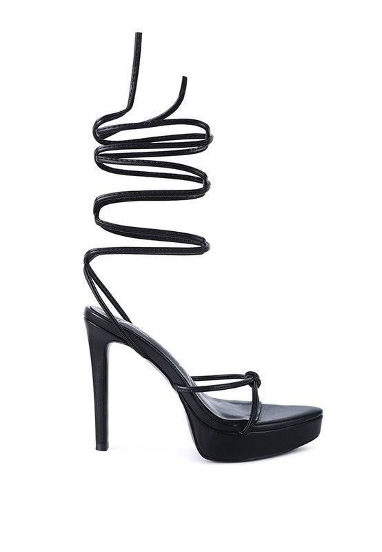 BONDAGE HIGH HEEL LACE UP SANDALS - Blu Lotus Boutique