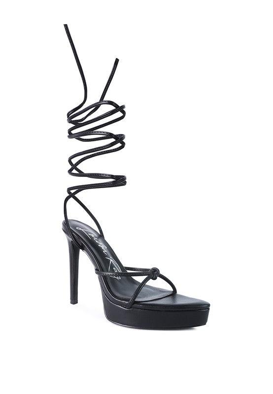 BONDAGE HIGH HEEL LACE UP SANDALS - Blu Lotus Boutique