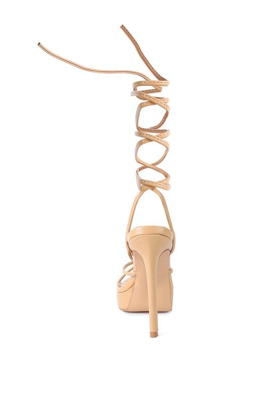 BONDAGE HIGH HEEL LACE UP SANDALS - Blu Lotus Boutique