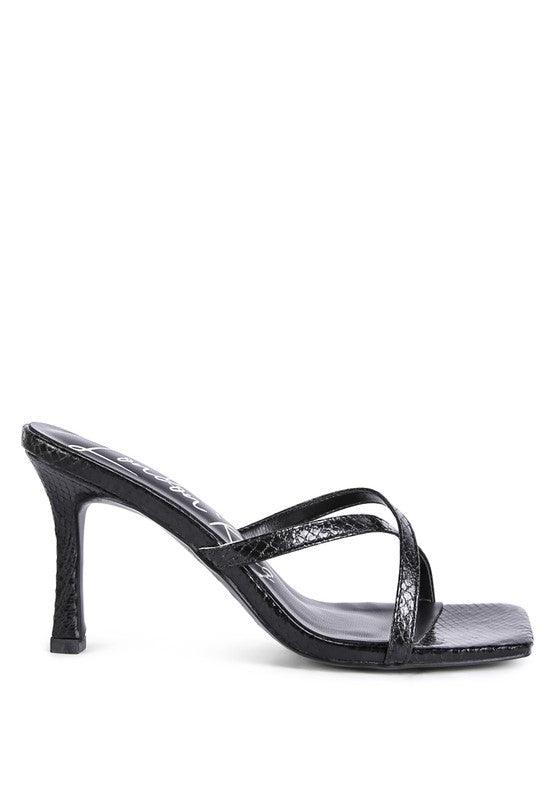 MURIEL CROC CROSS STRAP SLIDER SANDALS