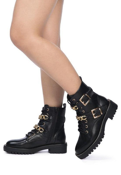 BILLY ATTA GIRL METAL CHAIN DETAIL BIKE BOOT - Blu Lotus Boutique