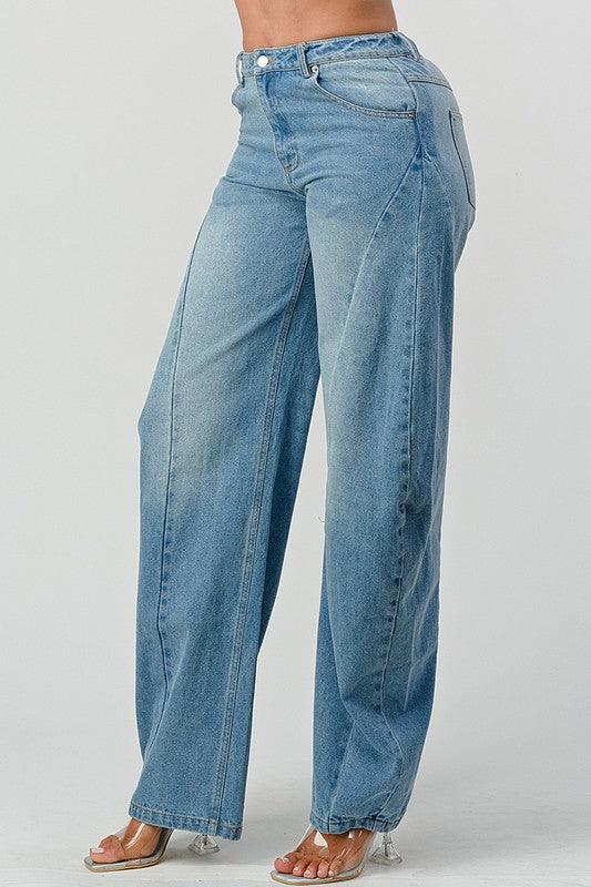 Athina Wide Leg Denim Jeans - Blu Lotus Boutique