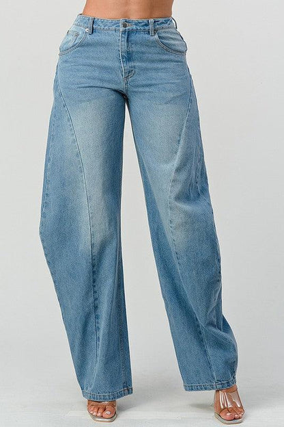 Athina Wide Leg Denim Jeans - Blu Lotus Boutique