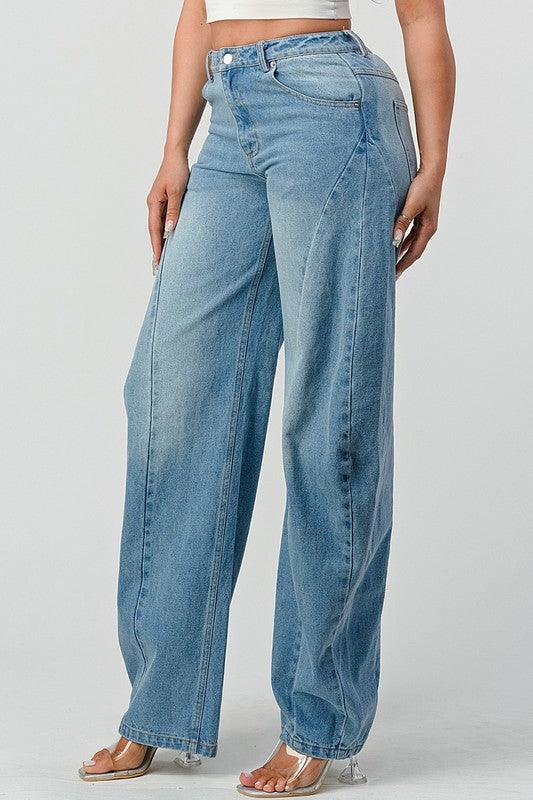 Athina Wide Leg Denim Jeans - Blu Lotus Boutique