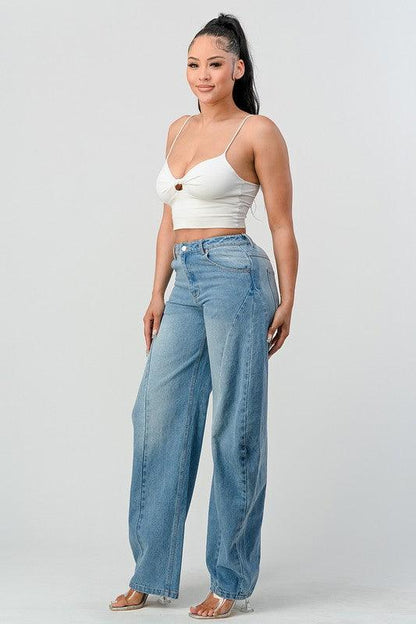 Athina Wide Leg Denim Jeans - Blu Lotus Boutique