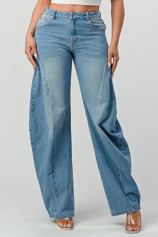 Athina Wide Leg Denim Jeans - Blu Lotus Boutique