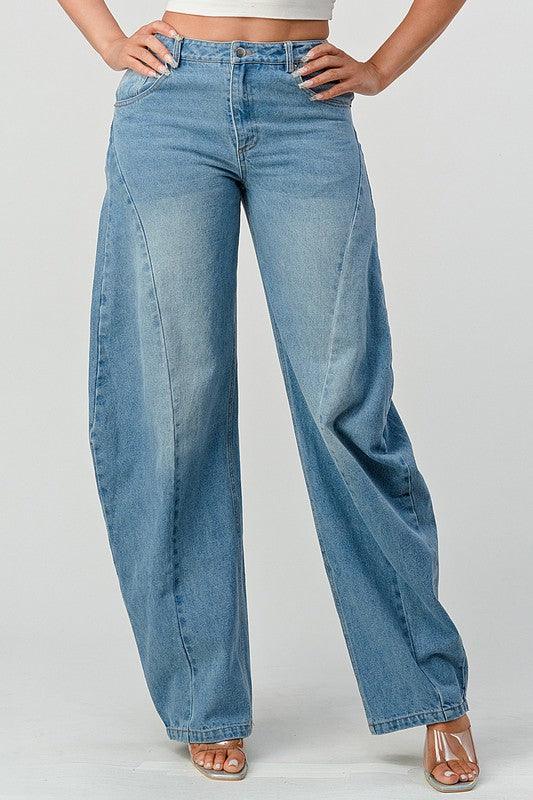 Athina Wide Leg Denim Jeans - Blu Lotus Boutique